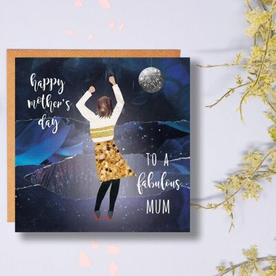 Happy Mother's Day, Fabulous Mum, Dancing Mum, Disco, Party, Mother's Day Card