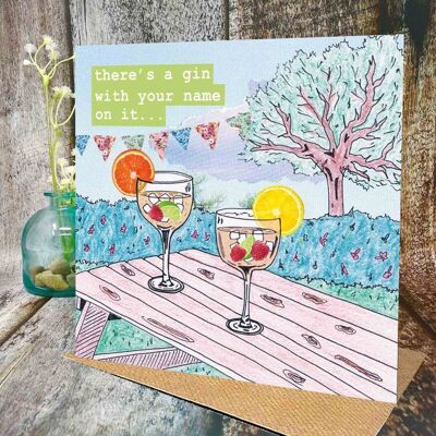 There's a Gin with Your Name on It, Gin Card, Birthday Gin Card, Gin Lover