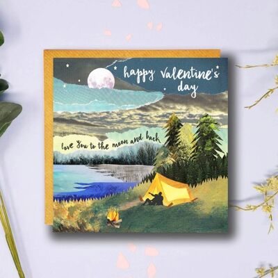 Love you to the moon and back, Valentines Day Card, Under the Stars, Camping Card