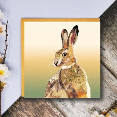 Hare Card, Blank Card, Fine Art Card, Collage, Wildlife Card