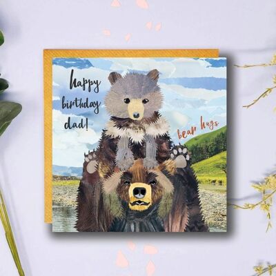 Bear Hugs, Birthday Dad, Birthday Card, Bear Card, Quirky Card