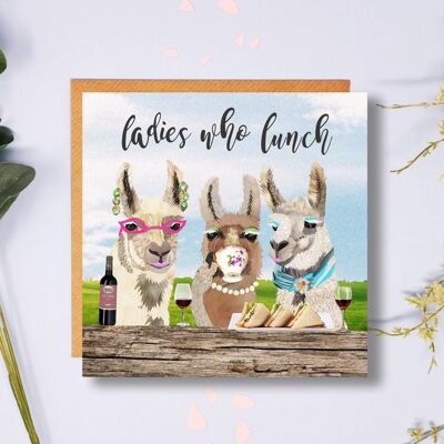 Ladies Who Lunch, Llama Card, General Blank Card, Quirky Card