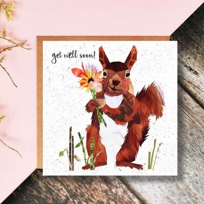 Get Well Soon Card, Red Squirrel Card, Get Well Soon, Feel Better Soon Card, Thinking of you card