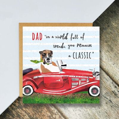 Birthday Dad, Father's Day Card, Classic Car Card, Happy Birthday Card, Classic Car Dad Card, Boxer Dog Card, Boxer Dog