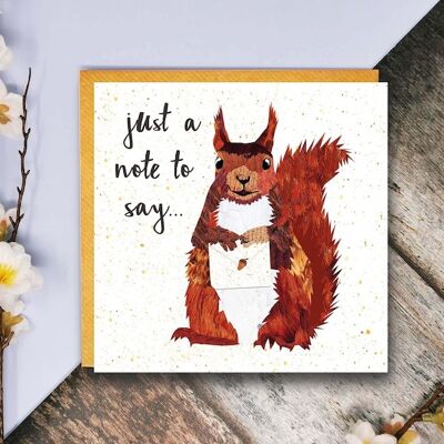 Just a Note to Say, Red Squirrel, Blank Card, Squirrel Card