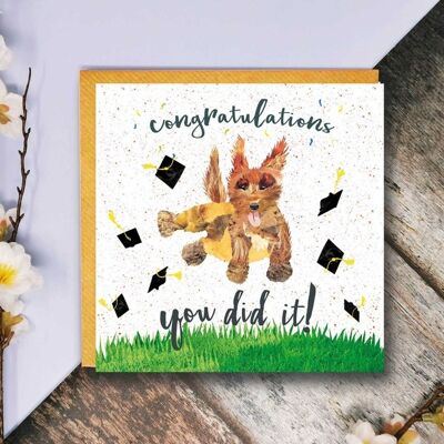 Graduation Card, You Did It, Congratulations Card, Labradoodle Card
