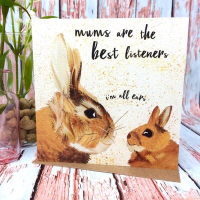 Birthday Card For Mum, Rabbit Card, Cute, I'm All Ear's, Collage, Greetings Card