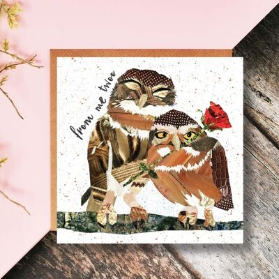 From Me Twoo, Romance Card, Anniversary, Birthday Card, Relationship Card, Owls, Quirky, Collage, Bird Art