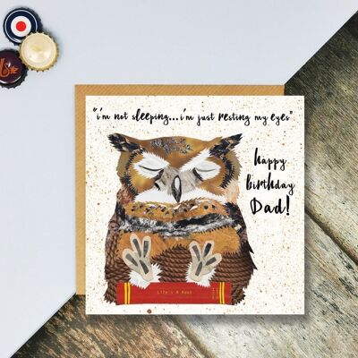 Happy Birthday Dad, I'm Just Resting My Eyes, Dad Humour, Quirky Animal Card, Illustrated in Collage