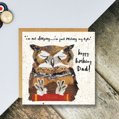 Happy Birthday Dad, I'm Just Resting My Eyes, Dad Humour, Quirky Animal Card, Illustrated in Collage