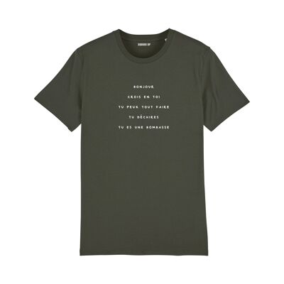 T-Shirt "Hallo, glaube an dich selbst, du kannst alles schaffen" Frau - Farbe Khaki