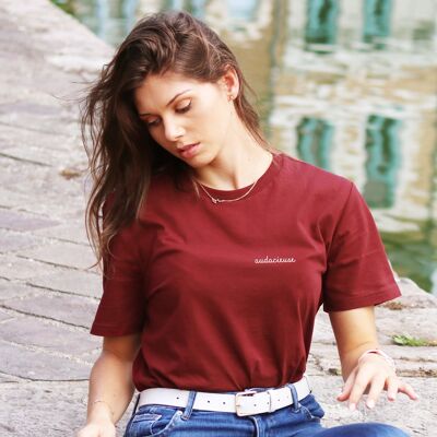 T-shirt "Audacieuse" - Femme - Couleur Bordeaux