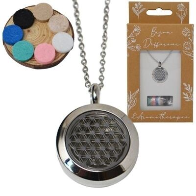 Medallion diffuser necklace - FLOWER OF LIFE