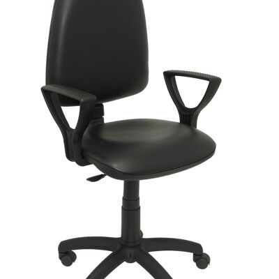 Black imitation leather Ayna chair with arms