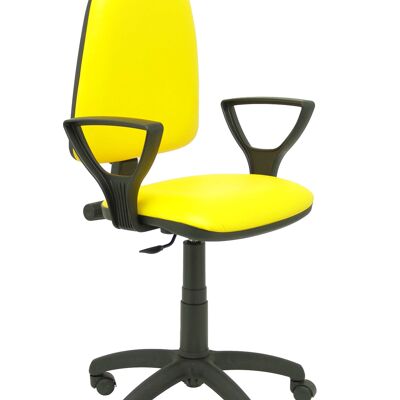 Yellow imitation leather Ayna chair with armrests