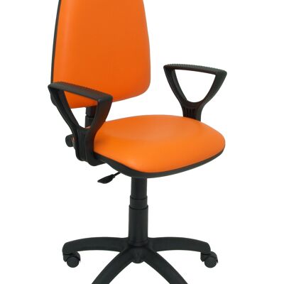 Chaise Ayna en similicuir orange avec accoudoirs