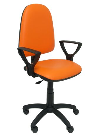 Chaise Ayna en similicuir orange avec accoudoirs 1