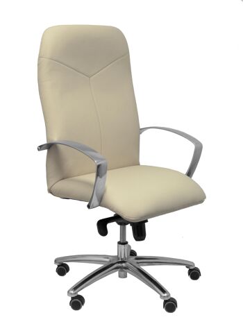 Fauteuil simili cuir crème Caudete 1