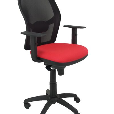 Sedia Jorquera in rete nera con sedile rosso bali