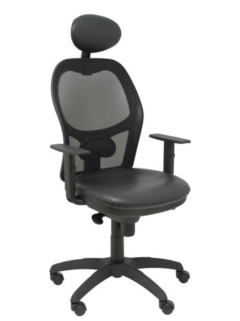 Chaise Jorquera en résille noire avec assise en similicuir noir avec tête de lit fixe 2