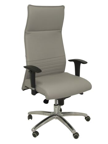 Fauteuil Albacete simili cuir gris clair 1