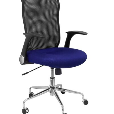 Minaya Stuhl schwarze Netzrückenlehne blaue 3D-Sitzfläche