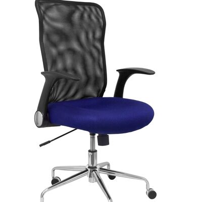 Minaya Stuhl schwarze Netzrückenlehne blaue 3D-Sitzfläche