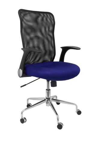 Chaise Minaya dossier résille noir siège 3D bleu 2