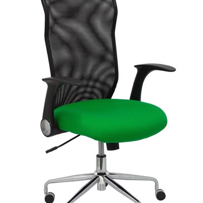 Chaise Minaya avec dossier en filet noir et assise bali vert clair