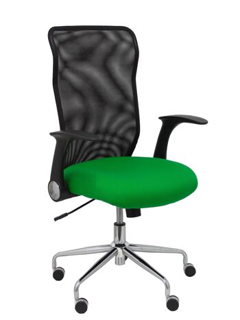 Chaise Minaya avec dossier en filet noir et assise bali vert clair 2