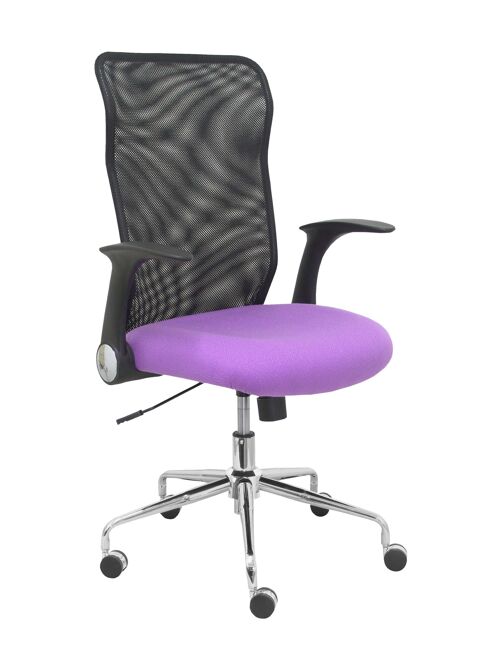 Silla Minaya respaldo malla negro asiento bali lila