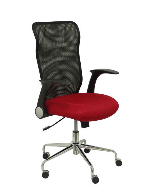 Silla Minaya respaldo malla negro asiento 3D rojo