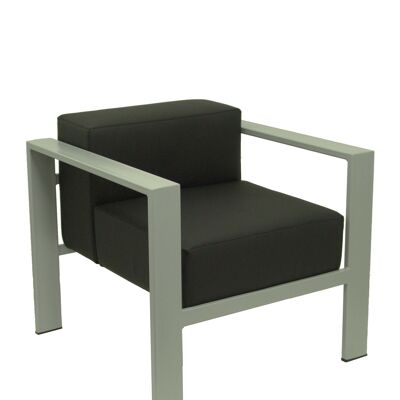 Waiting chair Lázaro black imitation leather with silver chassis
