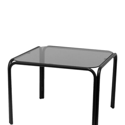 Table Ibañez châssis noir verre fumé