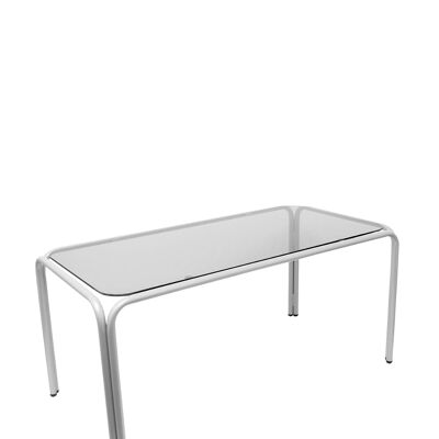 Vega struttura tavolo vetro fumé argento