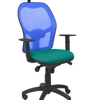 Chaise Jorquera résille bleue siège bali vert clair avec tête de lit fixe
