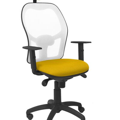 Silla Jorquera malla blanca asiento bali amarillo con cabecero fijo