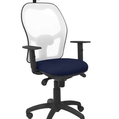 Silla Jorquera malla blanca asiento bali azul marino con cabecero fijo