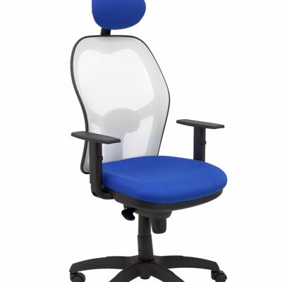 Jorquera white mesh chair bali blue seat with fixed headboard