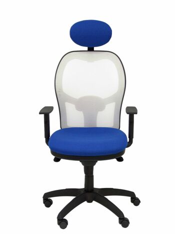 Chaise Jorquera résille blanche siège bleu bali avec tête de lit fixe 3