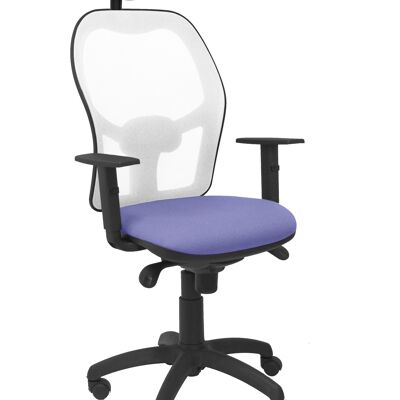 Silla Jorquera malla blanca asiento bali azul claro con cabecero fijo