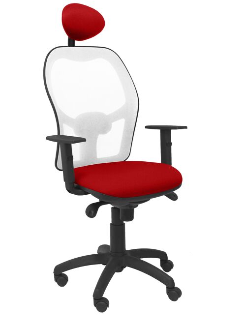 Silla Jorquera malla blanca asiento bali rojo con cabecero fijo