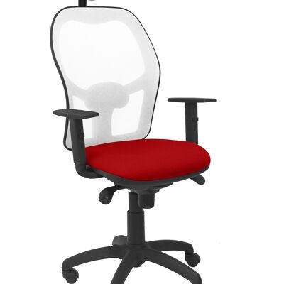 Sedia Jorquera in rete bianca con sedile rosso bali con testiera fissa
