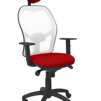 Silla Jorquera malla blanca asiento bali rojo con cabecero fijo