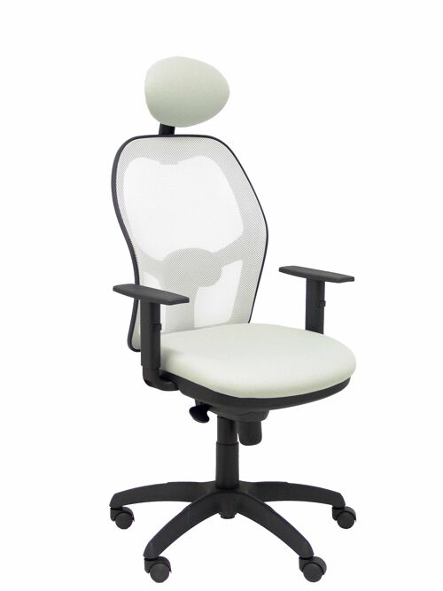 Silla Jorquera malla blanca asiento bali gris claro con cabecero fijo