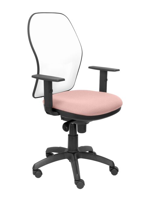 Silla Jorquera malla blanca asiento bali rosa pálido