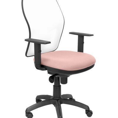 Silla Jorquera malla blanca asiento bali rosa pálido