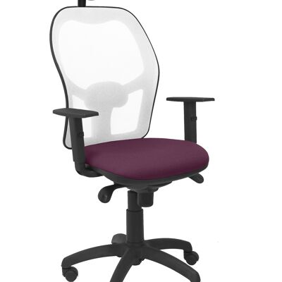 Jorquera Stuhl aus weißem Netzgewebe, violetter Bali-Sitz mit festem Kopfteil