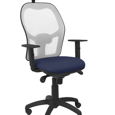 Silla Jorquera malla gris asiento bali azul marino con cabecero fijo