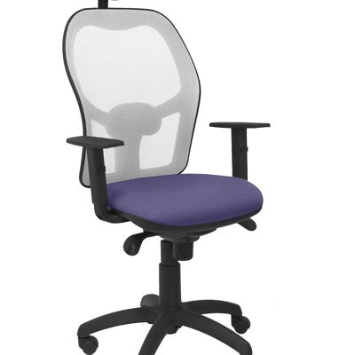 Silla Jorquera malla gris asiento bali azul claro con cabecero fijo